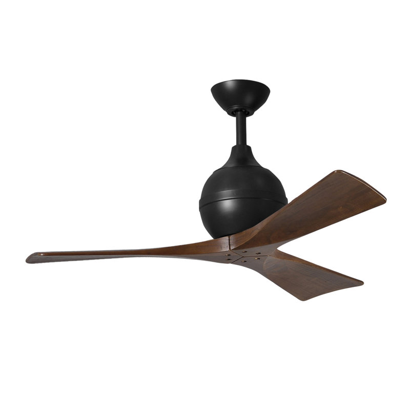 Ventilateur de plafond à 3 pales Irene, Noir mat, Ton noyer, L 42 po