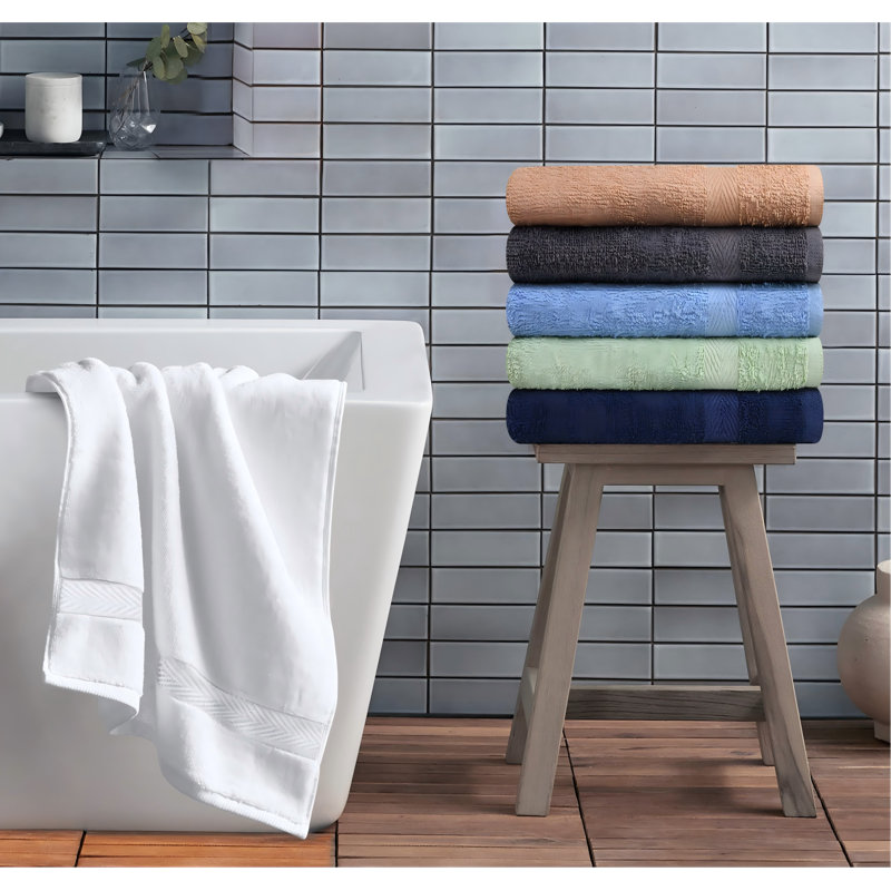 Cotton Bath Towel Set,Quick Dry,Super Absorbent,Light Weight,Soft,6 Pack(Beige,White,Grey,Sky Blue,Sage Green,Navy)