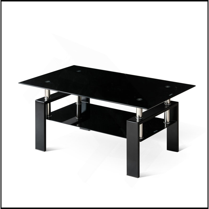 Table basse en verre trempé noir