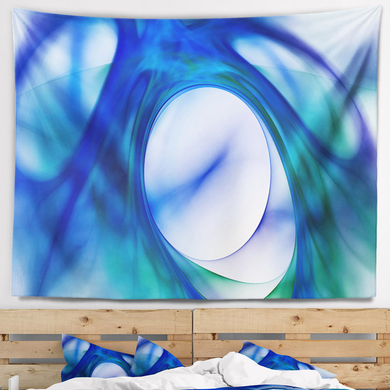 Tapisserie fractale bleu mystic abstract, H 68 po x l 80 po