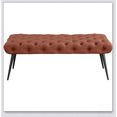 Plush Velvet Upholstered Tufted Bench with Elegant Metal Legs for Stylish Home Decor and Versatile Use