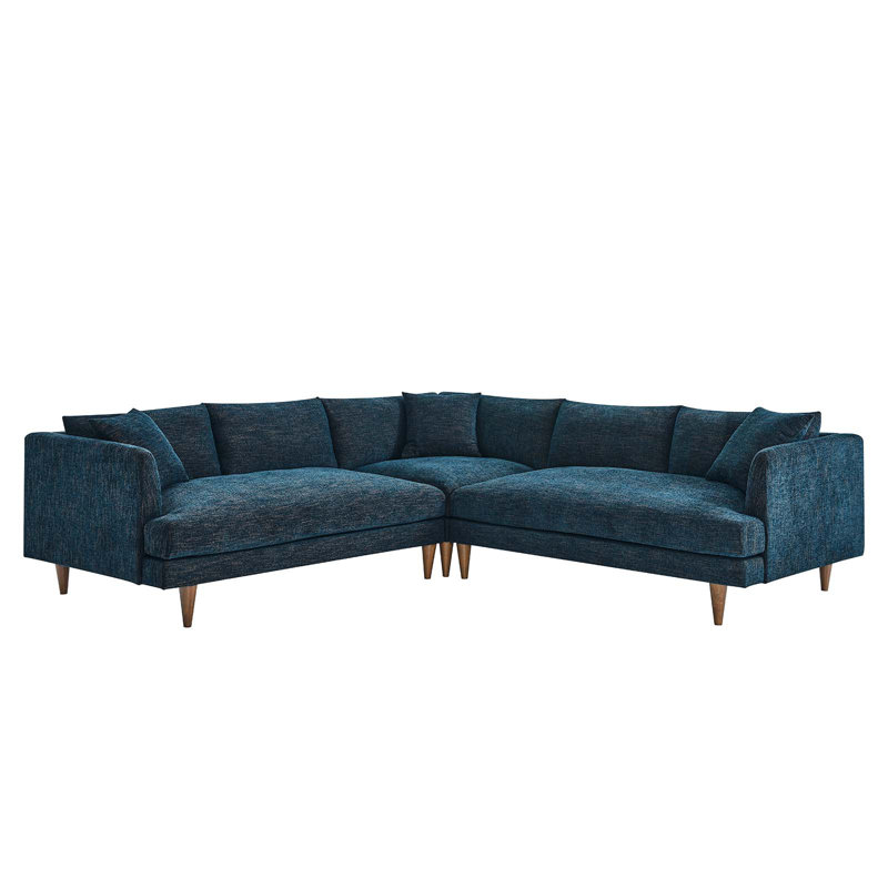 Modway Zoya 3 - Piece Upholstered Sectional, Blue 100% Polyester