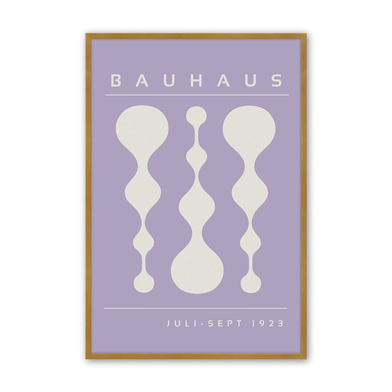 Affiche mauve rétro Bauhaus II, H 11,25 po x l 9,25 po x P 1,25 po, Or poli