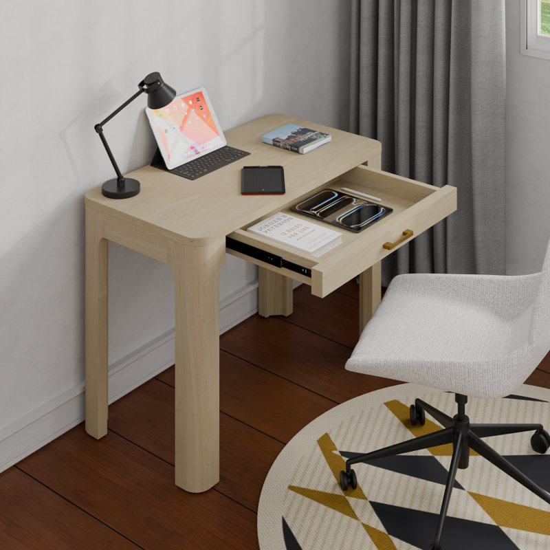 Trevin Wooden Writing Desk With Drawer, 30" H x 40" W x 21" D , Weathered Sand
