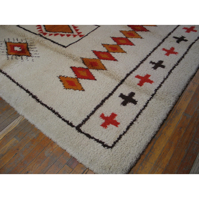 Tapis tribal rétro en laine berbère marocain