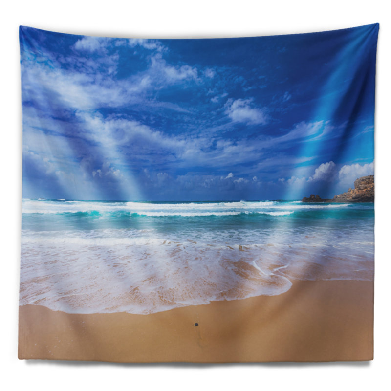 Tapisserie de paysage marin serein, bord de mer, Portugal, H 78 po x l 92 po
