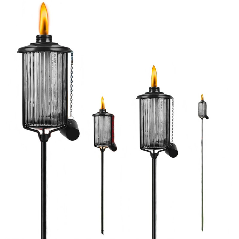 Paquet de 4 torches à citronnelle en verre, noir
