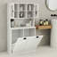 Armoire de salle de bain inclinable à deux compartiments avec panier à linge haut et 2 tablettes réglables-124221410