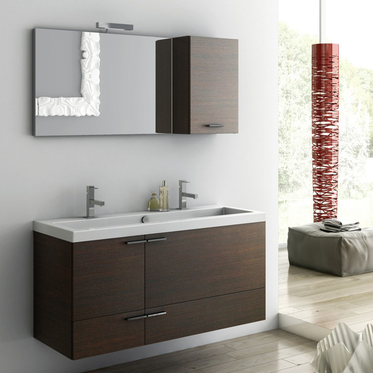 Ensemble de meuble-lavabo double de salle de bain 47" Letourneau, Blanc lustré