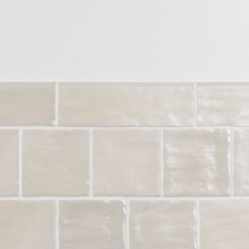 Montauk 2x8 Glazed Ceramic Bullnose Tile Trim, Cream