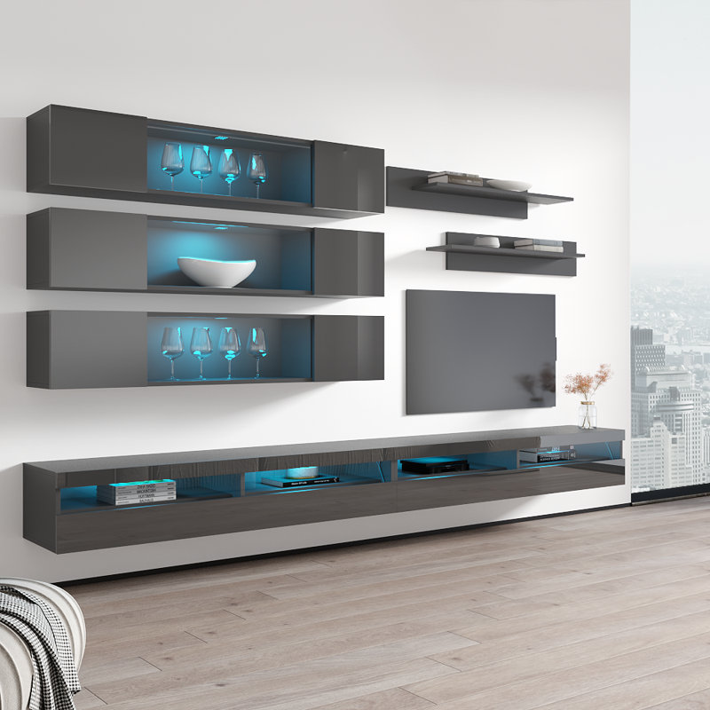 Fly 126" J 35TV Floating Grey Entertainment Centre, Grey