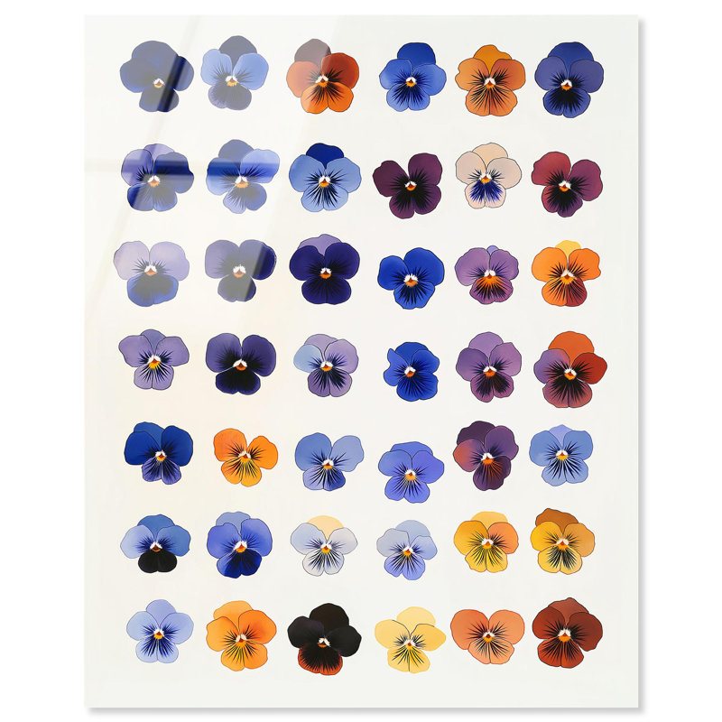«Pansy Patch Grid II», reproduction d'art acrylique sur toile par Art Remedy, H 45 po x l 36 po
