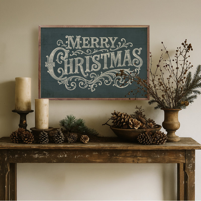 Joyeux Noël orné, Bleu, H 24 po x l 36 po