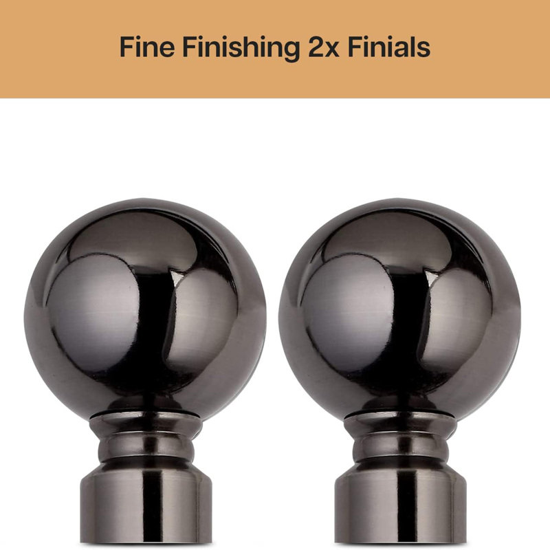 Adjustable 4.5cm Double Curtain Pole, Black Nickel, 5cm H x 300cm W x 2.5cm D