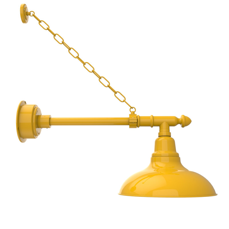 Luminaire de grange d'extérieur à DEL Adesh, H 18 po x l 12 po x P 27 po, Jaune