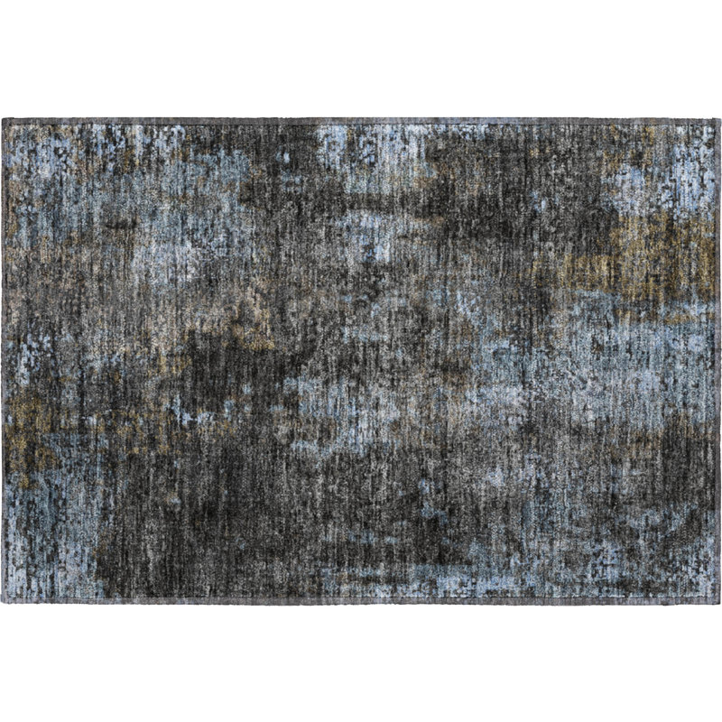 Premium Machine Washable Prisco Graphite Rug, Rectangle 1'8" x 2'6"