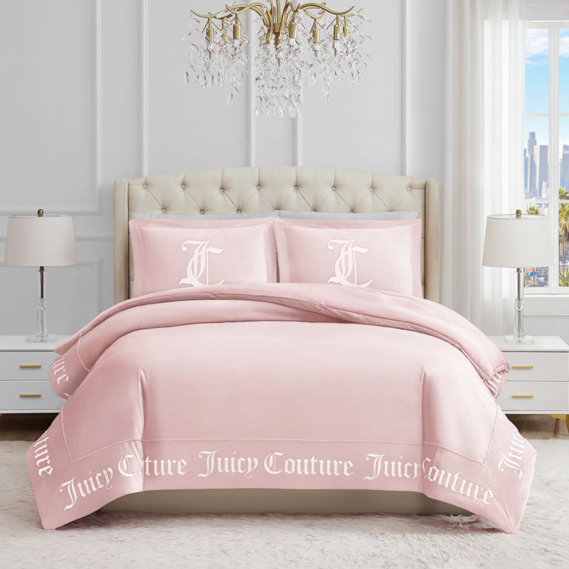 Gothic Reversible Comforter Set, Queen Comforter + 2 Standard Shams, Blush