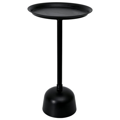 Small Round Side Table, Tall Pedestal Drink End Tables Living Room, Narrow Night Stand For Small Spaces, Bedroom, Modern Metal Beside Table Entryway D by George Oliver