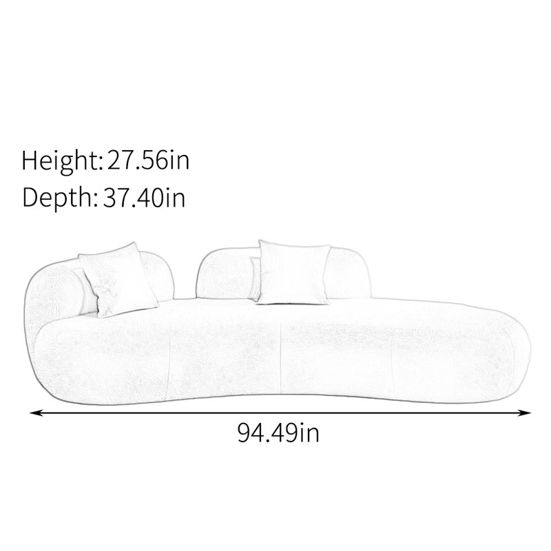 Canapé de style français crème, H 27,56 po x l 94,49 po x P 37,40 po