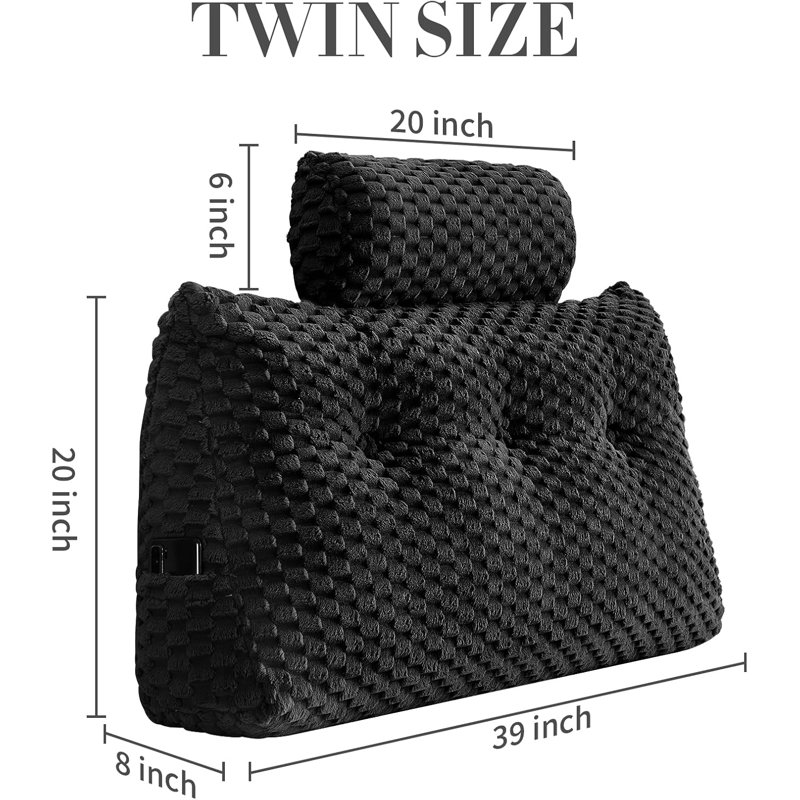 Coussin Velet, Triangulaire H 20 po x l 39 po, Noir