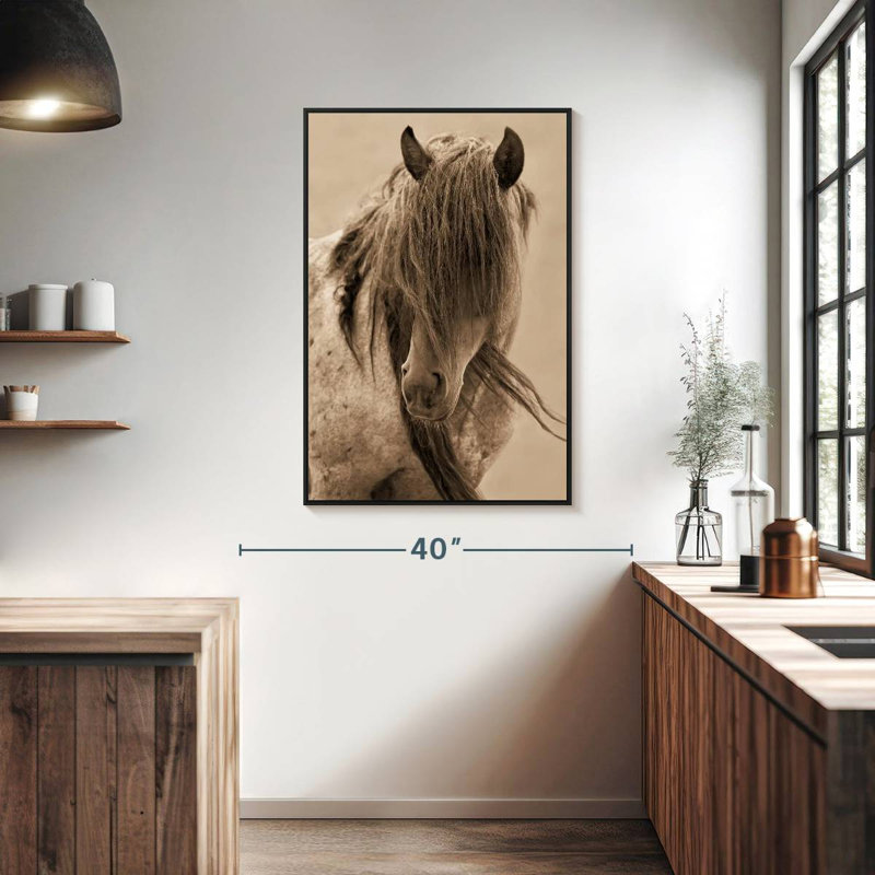 Cheval de la liberté, Cadre flottant noir, 27 po x 40 po