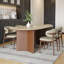 Table de salle à manger beige / brun en pierre frittée ovale + bois massif-822536998