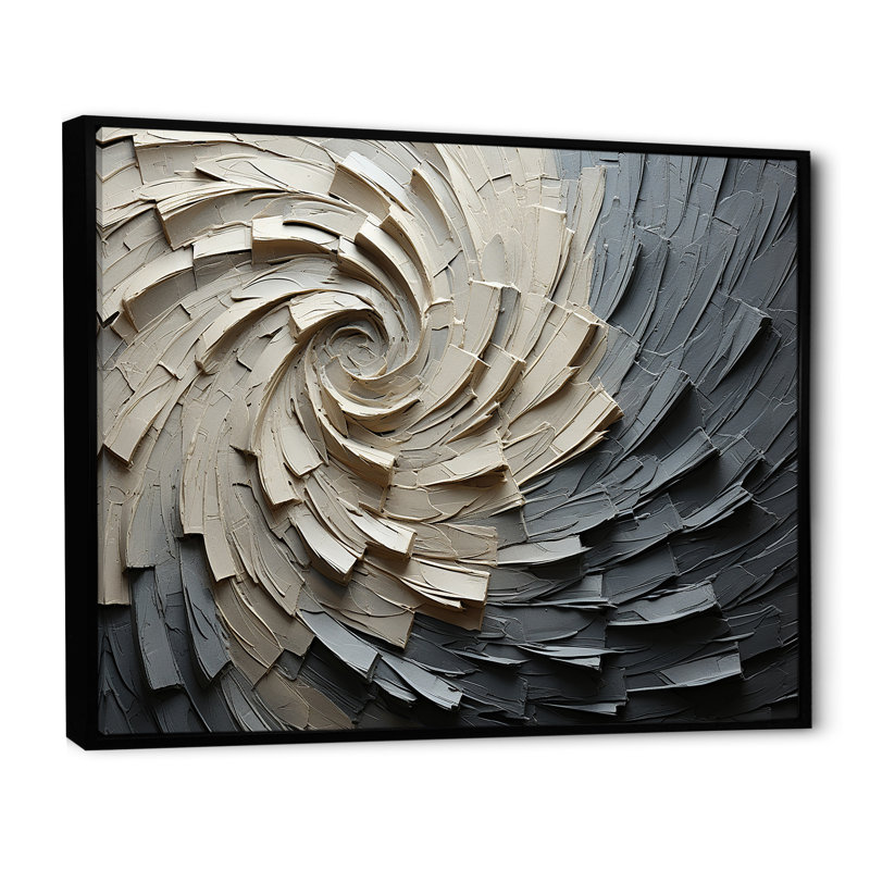 Mouvement méditatif gris beige III - Spirales abstraites, impressions sur toile_106124, H 12 po x l 20 po x P 1 po