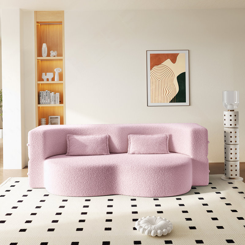 Canapé-lit convertible pour lit simple avec 2 coussins, canapé-lit en tissu rembourré de mousse pour le salon, la chambre d'amis ou la salle de jeux, aucun assemblage requis.