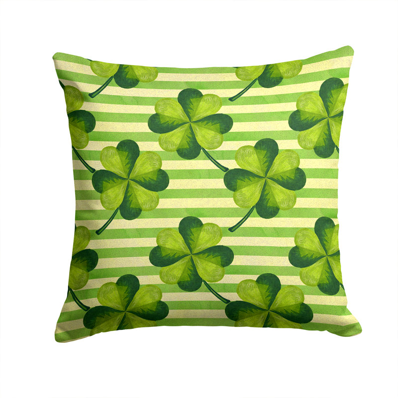 Coussin extérieur à rayures aquarelle trèfle, 14 po x 14 po