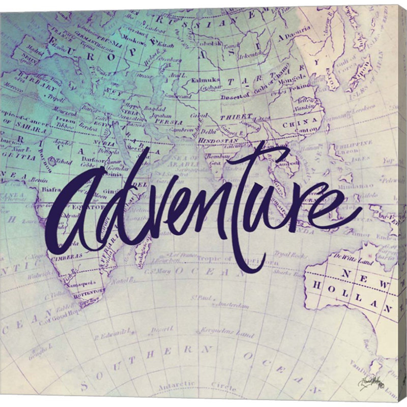 «Adventure» par Elizabeth Medley - art textuel sur toile tendue, H 24 po x l 24 po x P 1,5 po