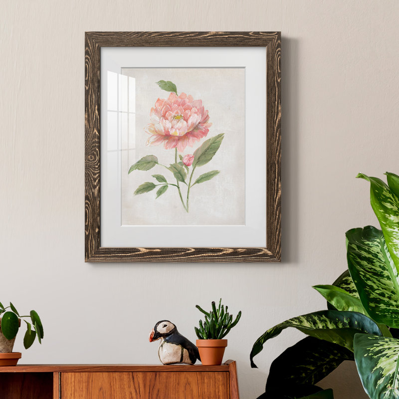 Grandiflora III - Peinture encadrée, H 20 po x l 17 po x P 1,5 po, Encadré de bois de noyer