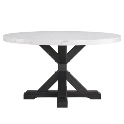 Table de salle à manger ronde 54 po Hirima Modern Elegance, base en bois d'acacia massif