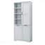 Armoire de rangement pour salle de bain avec portes et tiroirs, panier à linge inclinable, plusieurs espaces de rangement, style autoportant, tablette ouverte, tablette réglable, gris