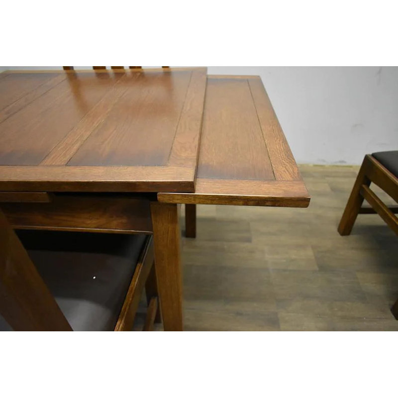 Extendable Oak Solid Wood Dining Table, Walnut