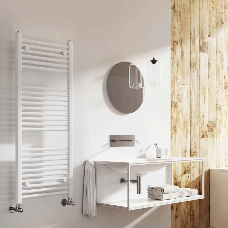 Straight Towel Rail Heated Towel Rails, 1200mm H x 500mm W x 30mm D, White
