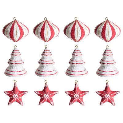 6 cm Handmade Stars and Trees & Wreaths Shatterproof Hanging Figurine Ornament