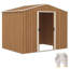 Outsunny 7.7 x 5.6ft Metal Garden Shed with Vents Brown Wood Effect