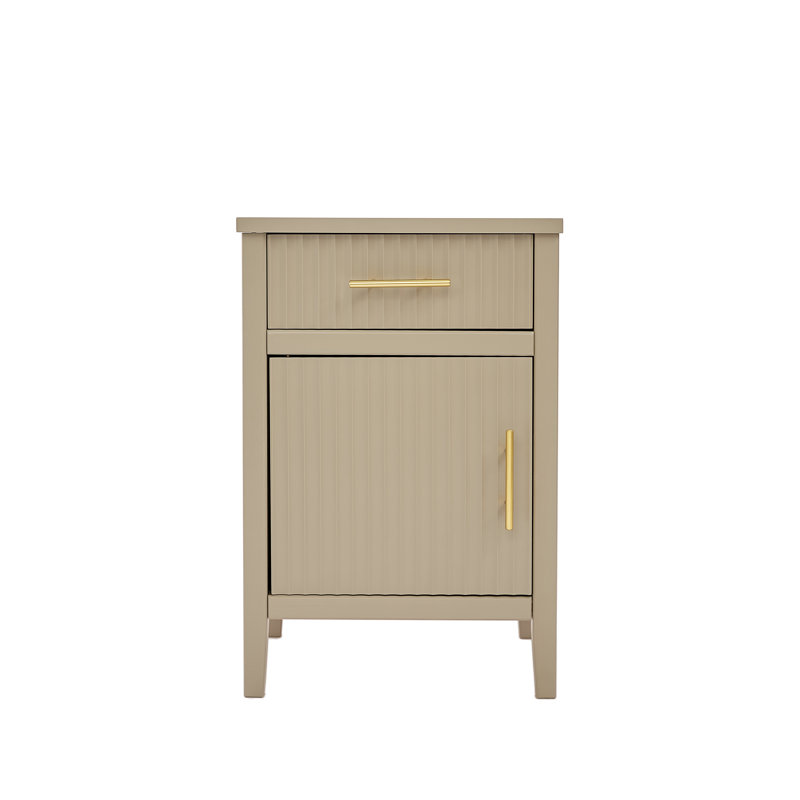 Amanraj 40cm W Solid + Manufactured Wood Bedside Table, Beige