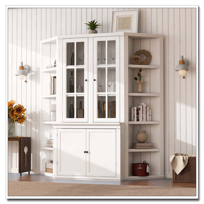 Armoire haute avec deux tablettes triangulaires