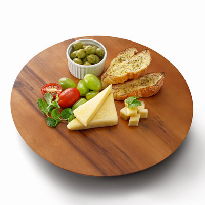 13" Acacia Wood Lazy Susan Turntable – Rotating Spice Organizer for Kitchen Counter 