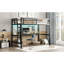 Structure de lit simple mezzanine en métal noir profond, conception peu encombrante pour les petites chambres avec prises de courant intégrées et éclairage DEL-129769847