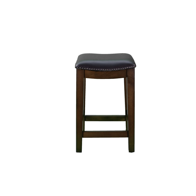 Upholstered Counter Stool with Solid Wood Frame