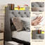 Structure de lit double tapissier Lorisa, lit avec 4 tiroirs de rangement, station de charge (2 USB), lumières DEL et tête de lit avec rangement-1568925499