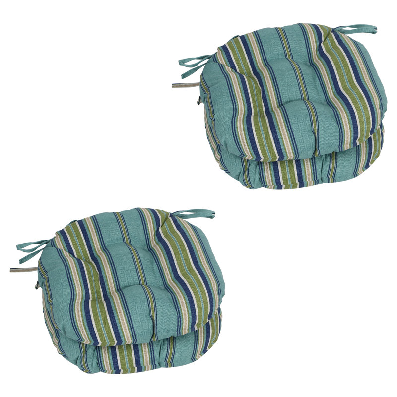 Outdoor 3.5'' Dining Chair Seat Cushion, Blue/Green Striped