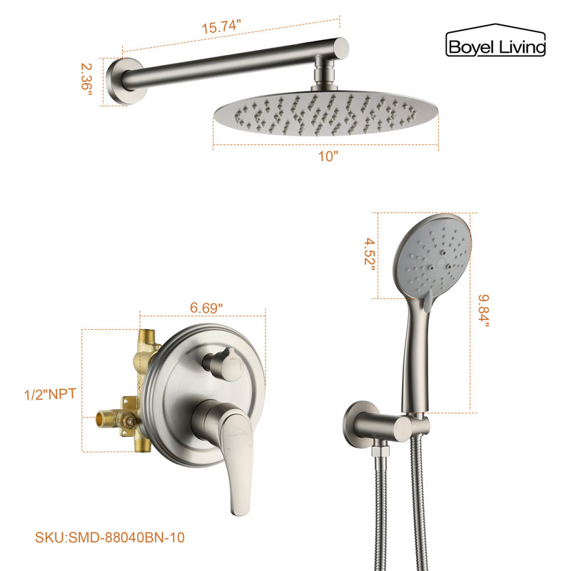All-In-One Kit with Rough in-Valve, Brushed Nickel