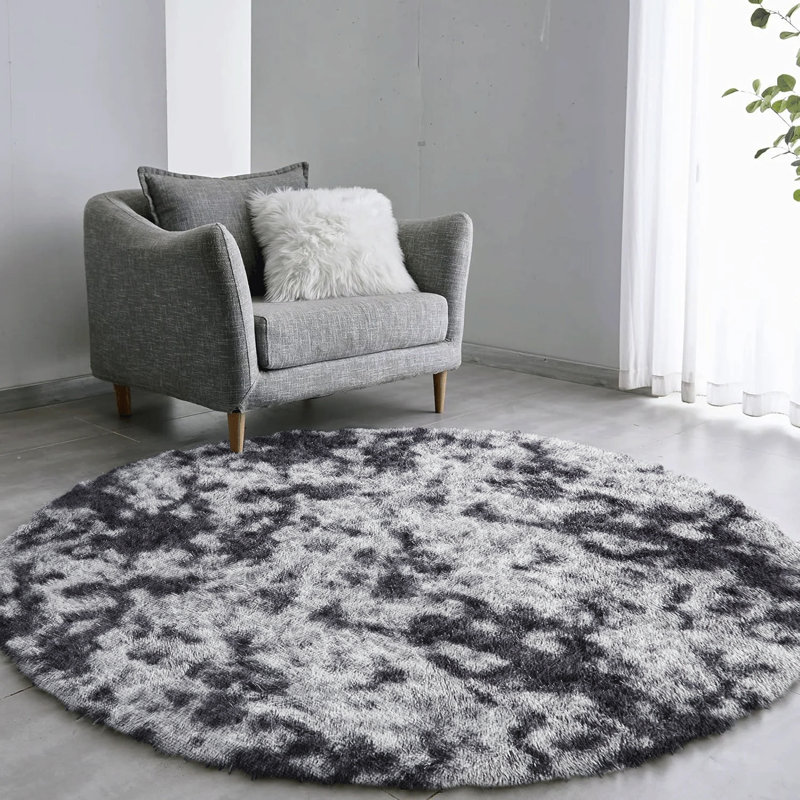 Round Solid Colour Shag 120cm X 120cm Area Rug