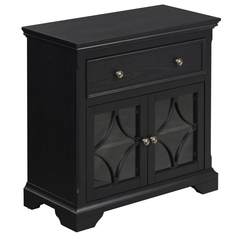 David 2 Door 1 Drawer Cabinet, Black
