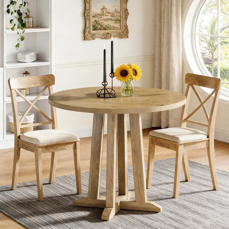 Small Round Dining Table Kitchen Table with Sturdy Base
