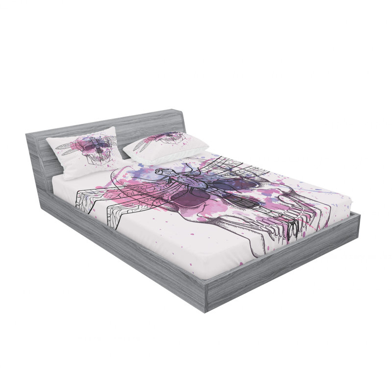 Microfiber Floral Sheet Set, Full/Double Sheet Set with Fitted Sheet