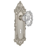 Crystal Chateau Interior Mortise Door Knob with Victorian Long Plate